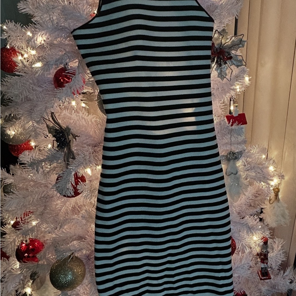 Zara Monochrome Striped Midi Dress